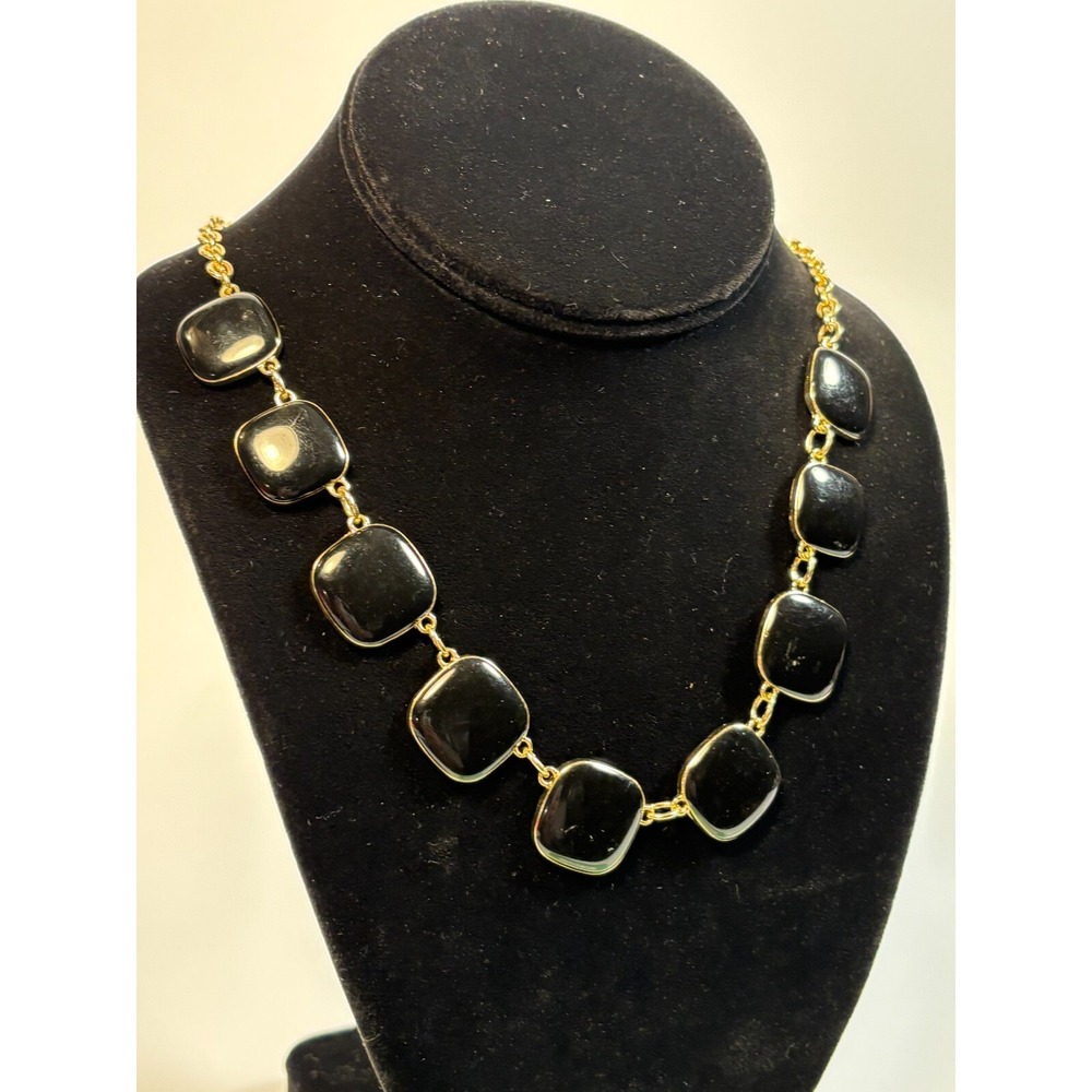 Vintage Statement Necklace ‎ Romantic Whimsigoth Black and Gold Tone